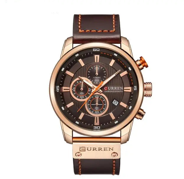CURREN Leather Sports Watch: Military Quartz Chronograph Men.