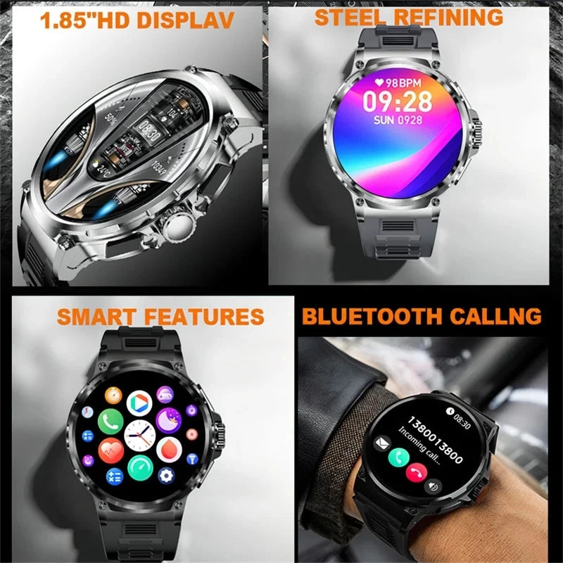 1.85" HD Smartwatch: GPS, BT Call, Long Battery.