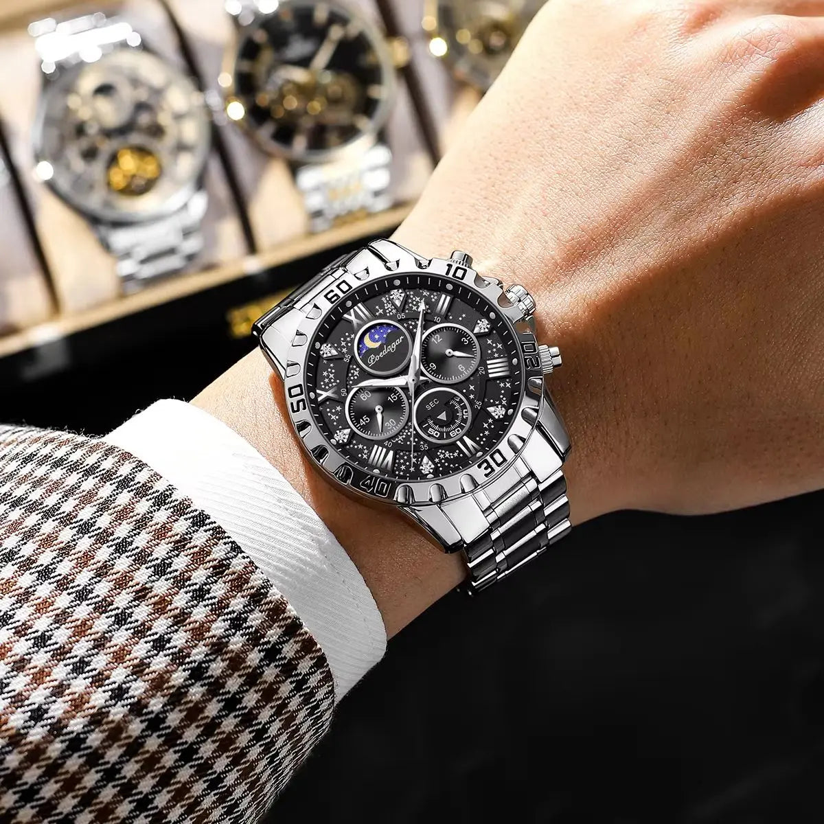 POEDAGAR Men's Sport Watch: Quartz, Chronograph, Waterproof, Luminous.