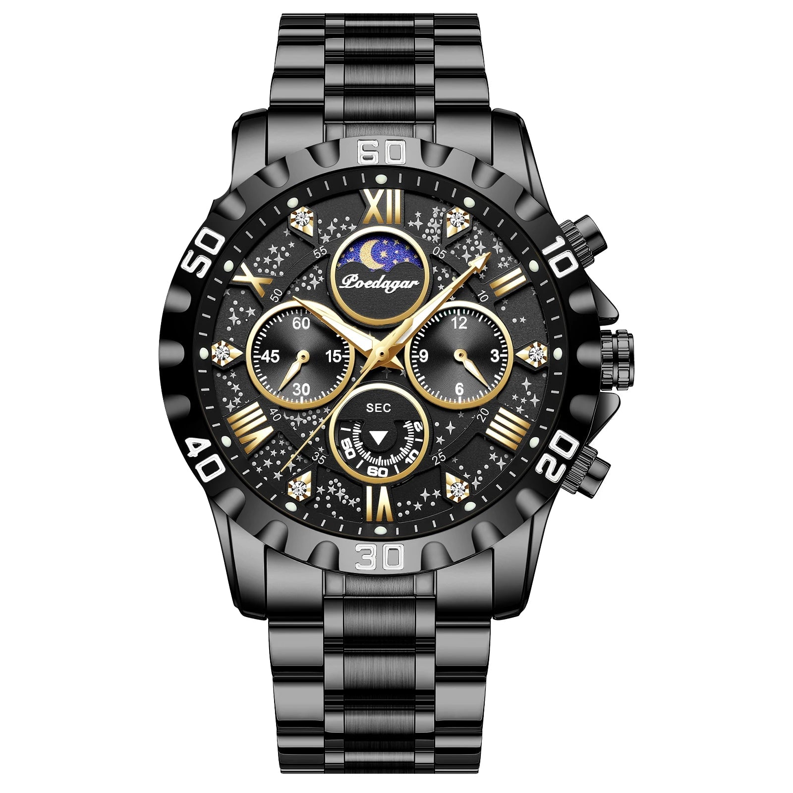POEDAGAR Men's Sport Watch: Quartz, Chronograph, Waterproof, Luminous.