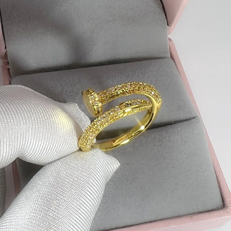 Women Korean Fashion Punk Cubic Zirconia Ring Daily Simple Jewelry