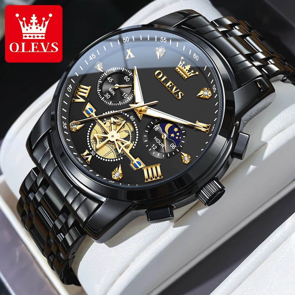 OLEVS Men's Watches Classic Multifunctional Fltwheel Chronograph