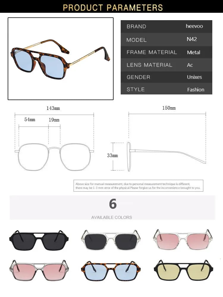 Retro Double Bridges Sunglasses for Women