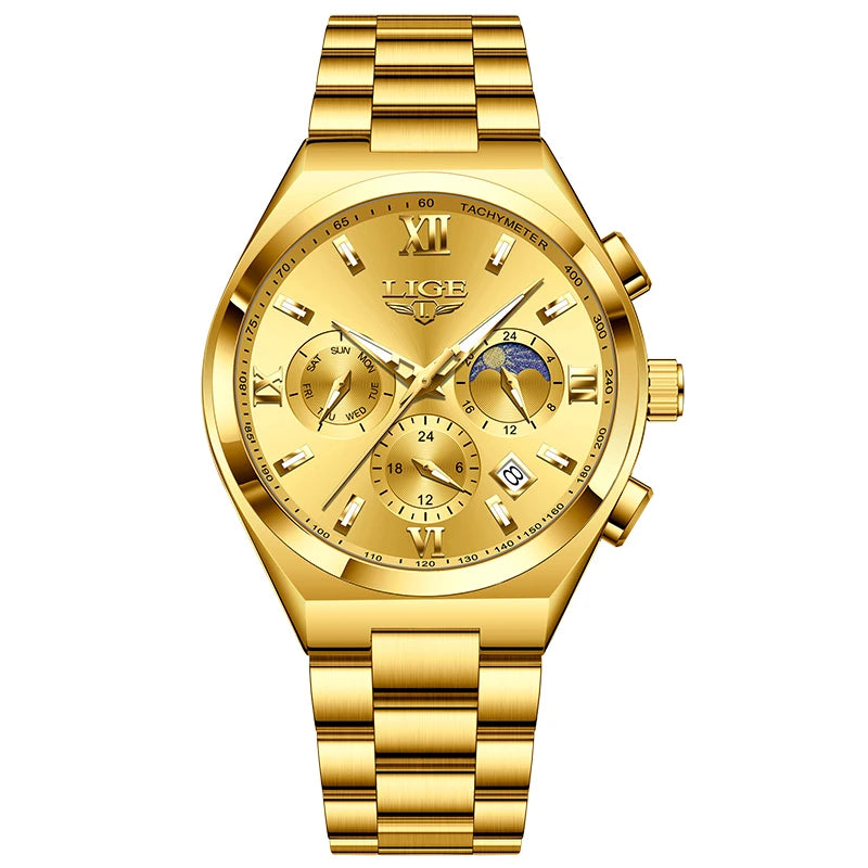 LIGE Men's Waterproof Chronograph Sport Quartz Watch