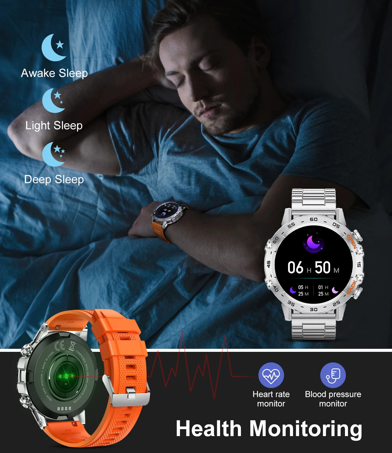 LIGE 1.39" Bluetooth Smartwatch: Sport, Health, Call.
