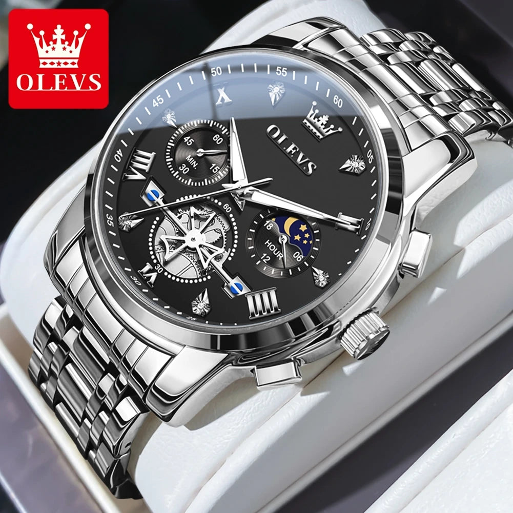 OLEVS Men's Watches Classic Multifunctional Fltwheel Chronograph