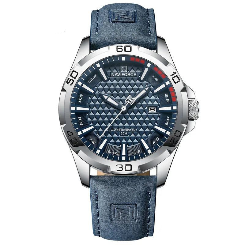 NAVIFORCE Men's Leather Sport Waterproof Quartz Watch
