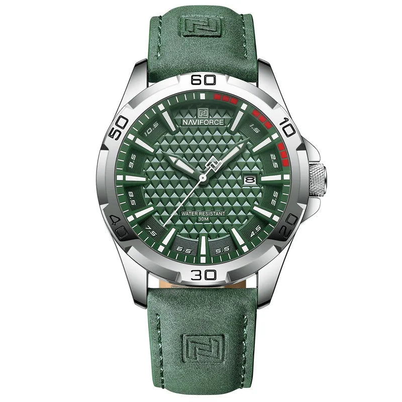 NAVIFORCE Men's Leather Sport Waterproof Quartz Watch