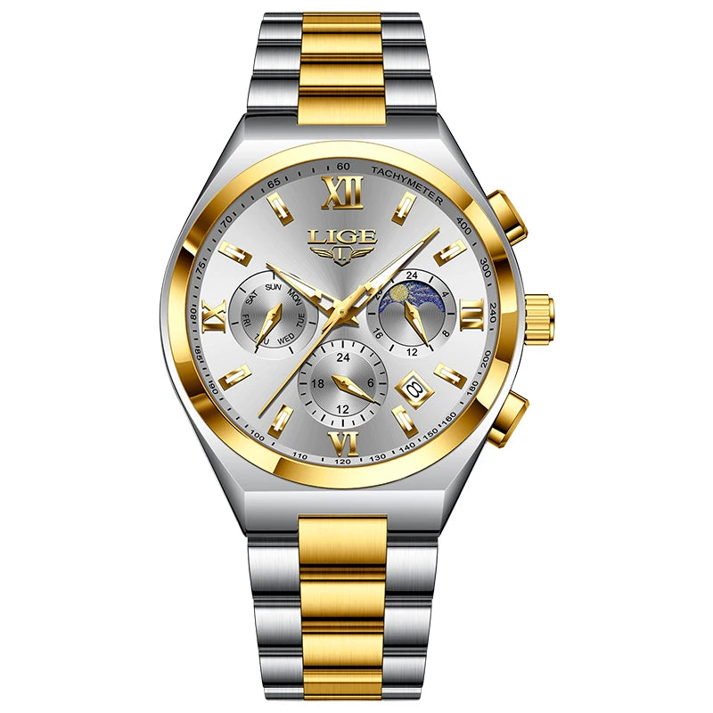 LIGE Men's Waterproof Chronograph Sport Quartz Watch