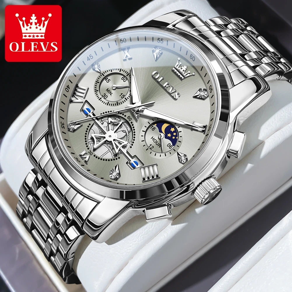 OLEVS Men's Watches Classic Multifunctional Fltwheel Chronograph