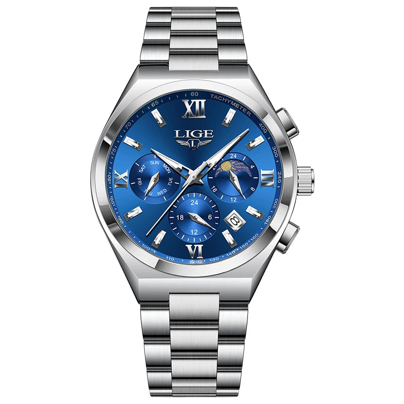 LIGE Men's Waterproof Chronograph Sport Quartz Watch