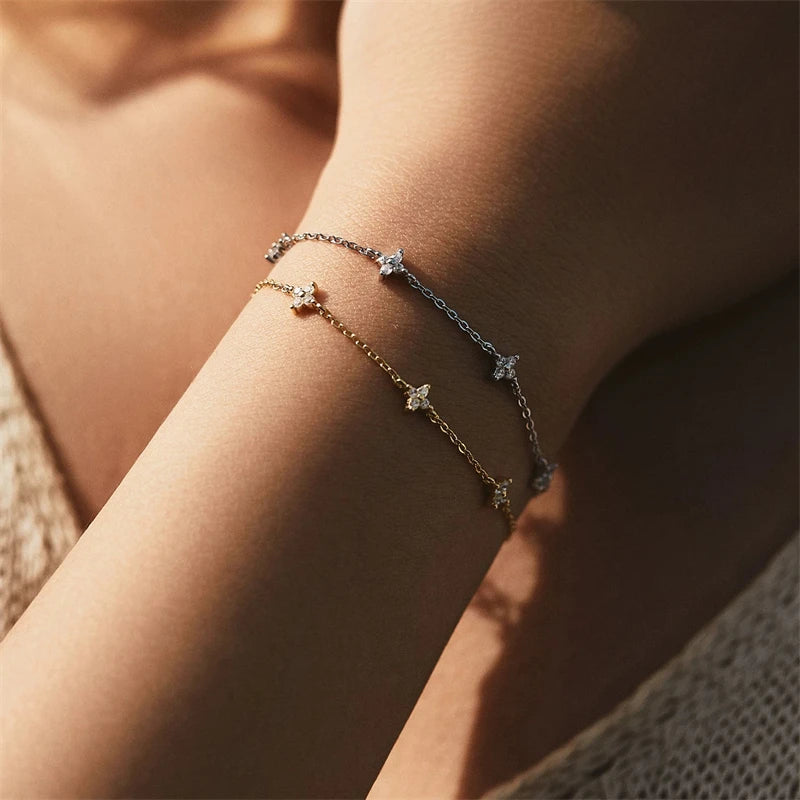 2025 New Crystal Flower Stainless Steel Bracelet