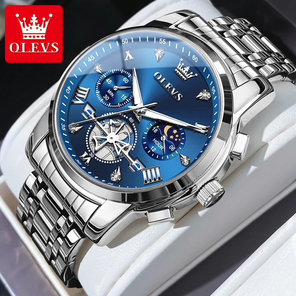 OLEVS Men's Watches Classic Multifunctional Fltwheel Chronograph