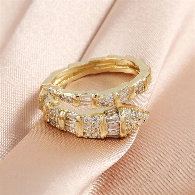 Women Korean Fashion Punk Cubic Zirconia Ring Daily Simple Jewelry