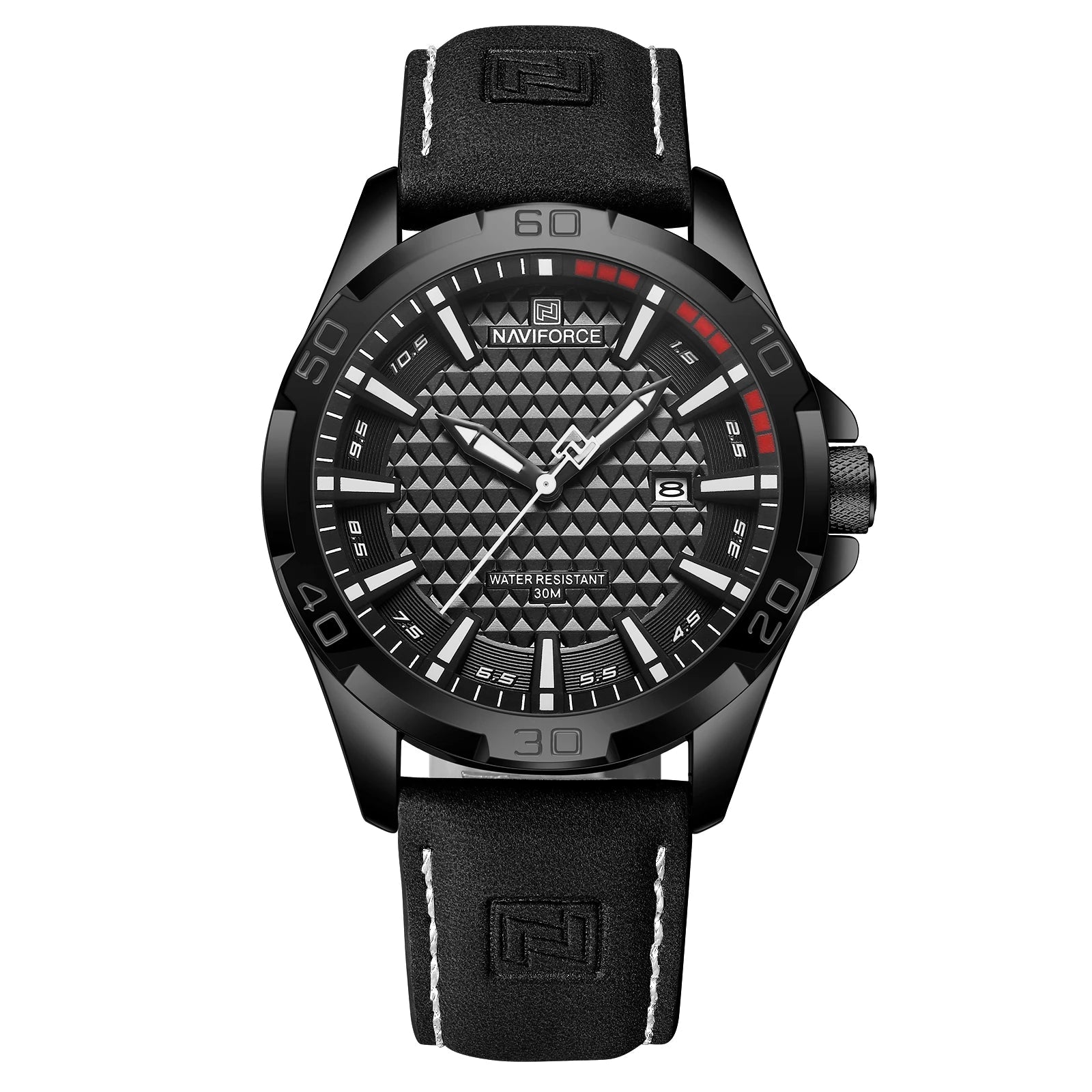 NAVIFORCE Men's Leather Sport Waterproof Quartz Watch