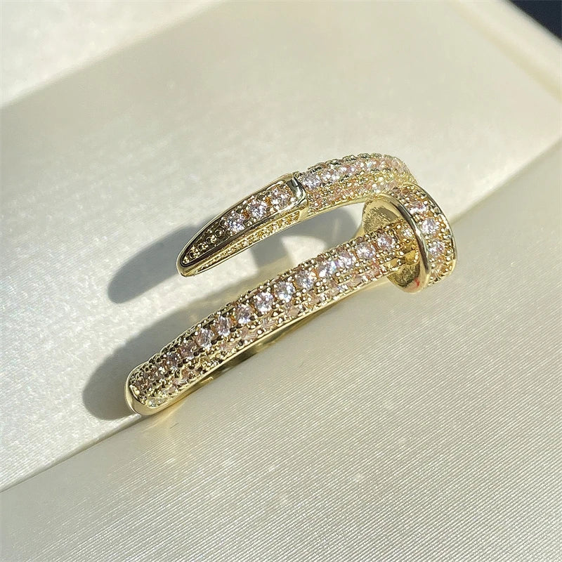Women Korean Fashion Punk Cubic Zirconia Ring Daily Simple Jewelry