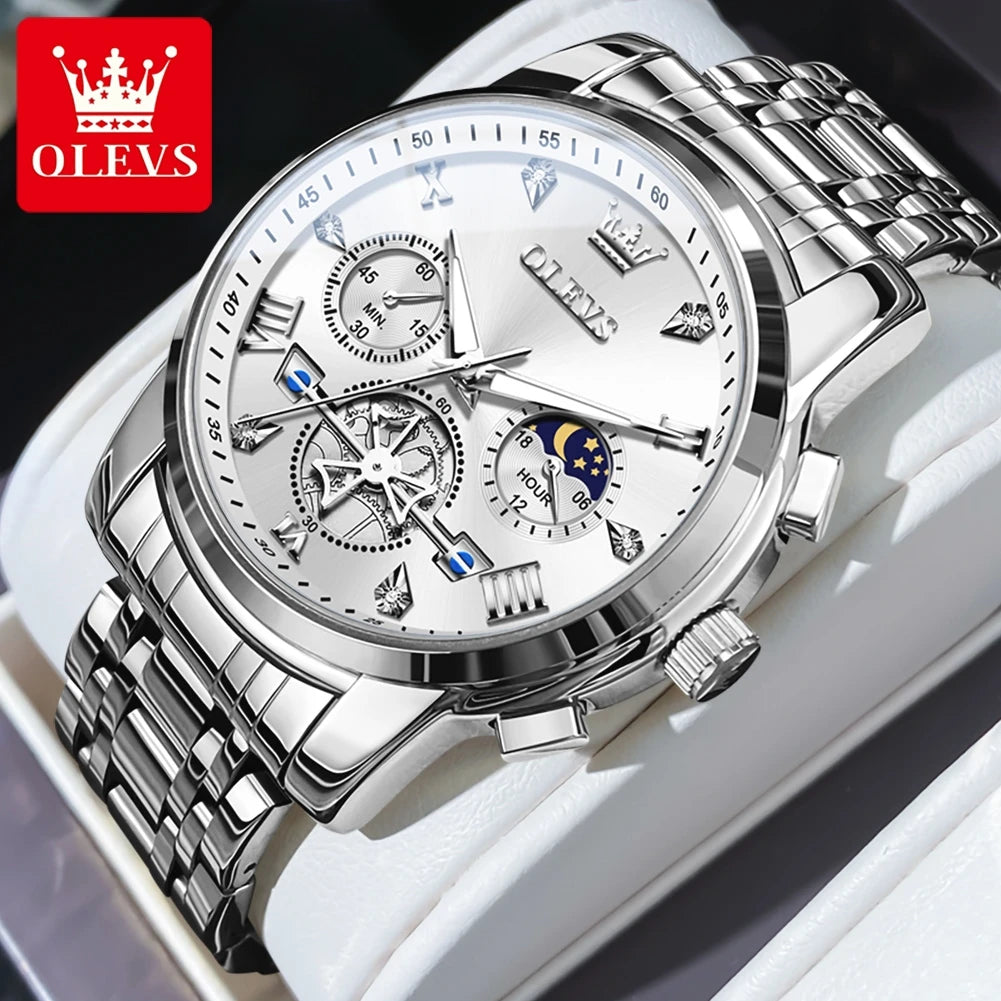 OLEVS Men's Watches Classic Multifunctional Fltwheel Chronograph