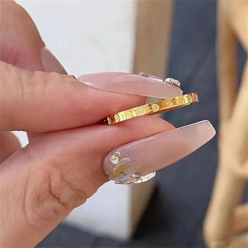 Golden Stainless Steel 2mm Heart Rings Women
