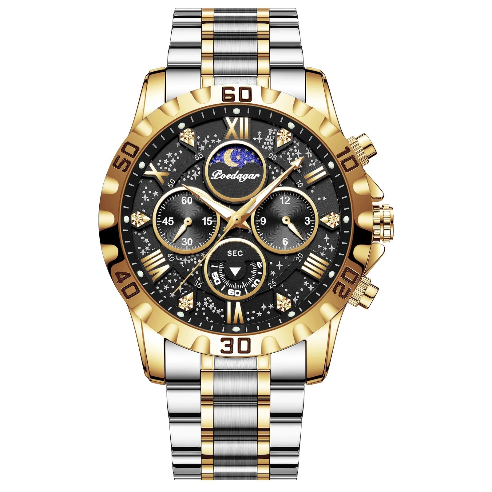 POEDAGAR Men's Sport Watch: Quartz, Chronograph, Waterproof, Luminous.