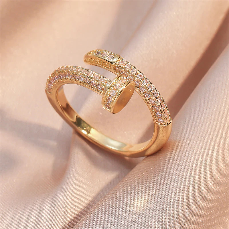 Women Korean Fashion Punk Cubic Zirconia Ring Daily Simple Jewelry